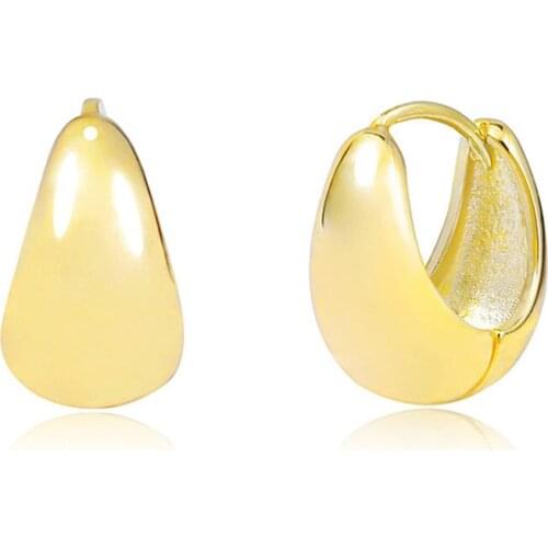 2021 New Gold Small Tears Thick Ring Earrings Copper Electroplating 14K Gold Anti Allergic Lightweight Oval Earrings Wholesale