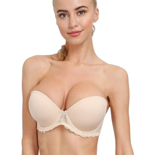 New Women Thin 1/2 Cups Bra Deep V Plunge Strapless Anti-slip Underwire B C DD DDD E F G Lace Bras Convertible Adjusted Lingerie