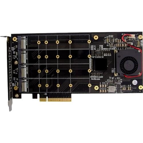 PLX8724 PCIE X8 4-Port M.2 KEY M NVMe SSD RAID Riser Card Special for Laptop PC