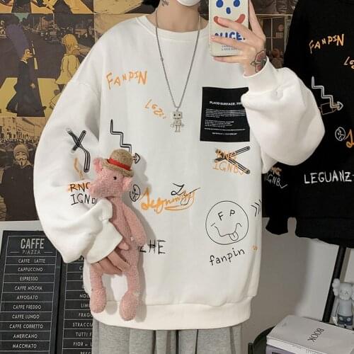 Privathinker 2021 Autumn Graffiti Oversize Men Sweatshirt 5XL Harajuku Fashion Male Pullovers Womens Casual O-neck Clothing