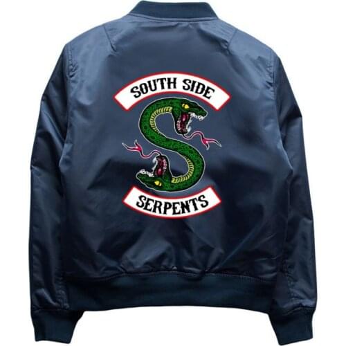 Dropshipping New 2018 Hot Se Thick Riverdale MA1 Bomber Jackets Army Military South Side Snake Print Flight Casual Jacket Men