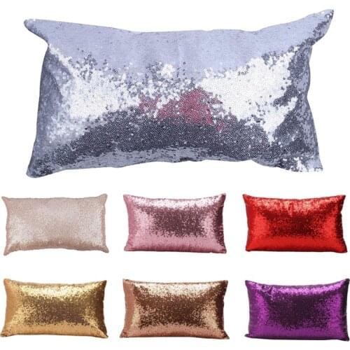 Rectangle Pillowcase,Solid Color Glitter Sequins Throw Pillow Case Cafe Home Festival Decor Car Sofa Cushion Covers