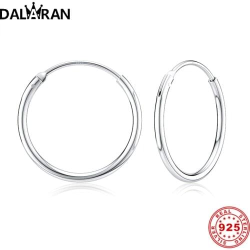 DALARAN Hoop Earrings 925 Sterling Silver Circle Round Huggie Hoop Earrings For Women Men Fashion Simple Jewelry
