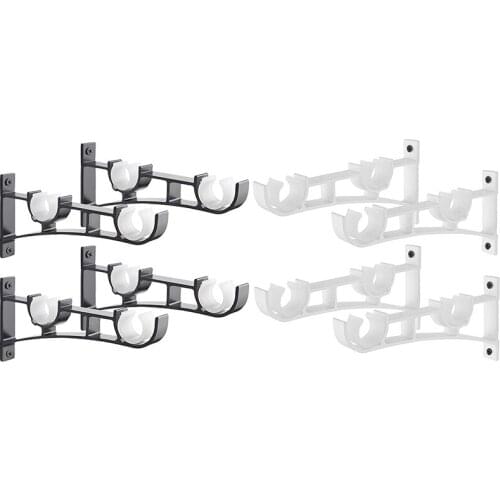 SHGO HOT-Double Curtain Rod Holders Set, Curtain Rod Brackets, Tap Right Into Window Frame Curtain Rod Hang Curtain Brackets for