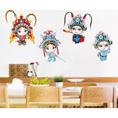 [shijuekongjian] Chinese style wall stickers self-adhesive decorative stickers personality cute Peking opera character stickers