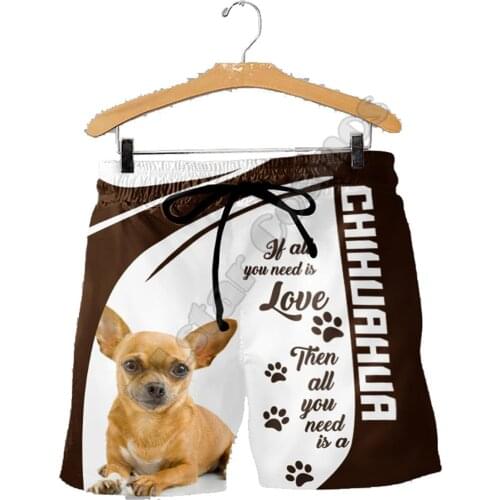PLstar Cosmos Chihuahua Mens Shorts Summer Casual Shorts Funny Animal 3D Printed Loose Cool Beach Comfortable