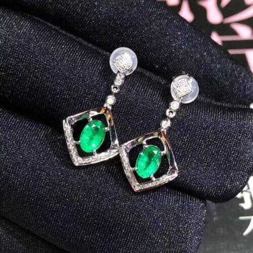 Natural and Real Emerald Earring 925 Sterling Silver Fashion Earring For Women Wedding Best Gift