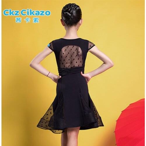 Dance Dress Summer Girls Black vestidos kостюмы для танцев Latin Costumes Competition Dance Clothing Kids Performance Wear G3228