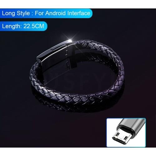 Outdoor Portable Leather Micro USB Bracelet Charger Data Charging Cable Sync Cord For iPhone X 11Pro Android Type C Phone Cables