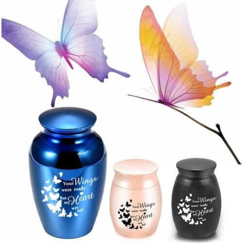 Your Wings were Ready My Heart was Not-Small Cremation Keepsake Urns,Ashes Holder Keepsake,Butterflies Memorial Urn Funeral Urn