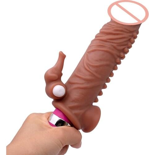 Vibration Penis Sleeve Clitoral Enlargement Sleeve Stimulation Men and Women G-spot Thickening Crystal Sleeve Adult Sex Products