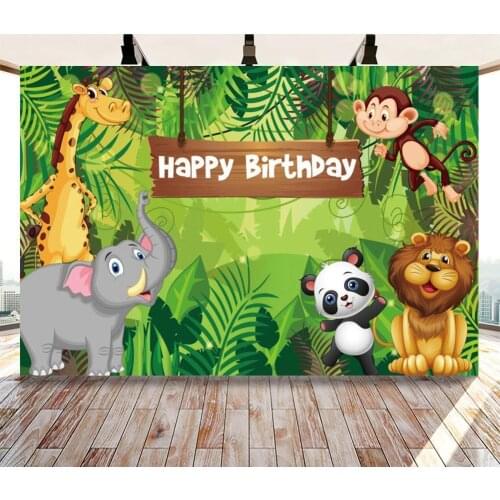 Spring Forest Animal Fun Party Backdrop Babys 1st Birthday Room Decoration Photography Photo Children Custom Vinyl Background