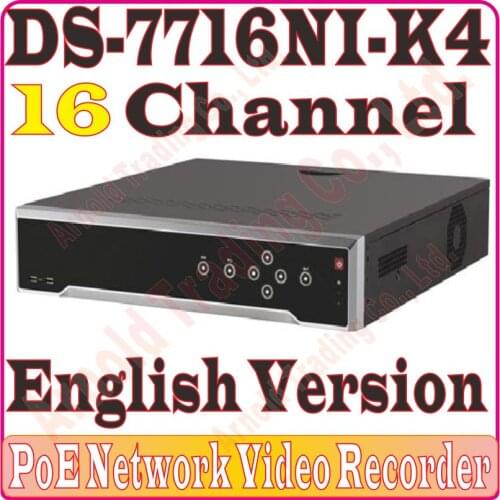 English-Ver DS-7716NI-K4 16CH NVR with 4SATA ,4K NVR up to 8MP, Without PoE port,Third-party camera support, No Retail Box