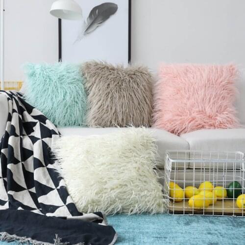High Quality Nordic Plush Pillowcase Wool Faux Fur Cushions Ins Sofa Furry Long Hair Cushion Pillow Bed Decor