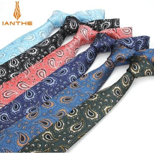 High Quality Mens Tie 6 Cm Skinny Ties Wedding Dress Neckties For Men Paisley Cravate Business Pour Homme Rouge Slim Bowknot