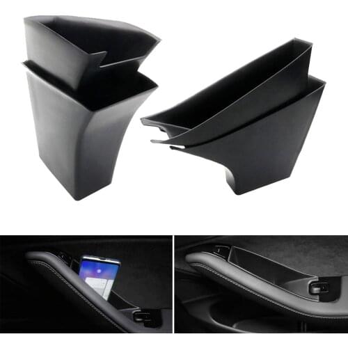 4 Packs Car Side Door Inner Storage Box for Tesla Interior Modification Armrest Handle Pocket Cover Phone Auto Parts