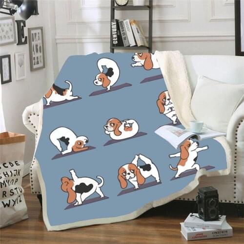 Funny Yoga Dog Pig 3D Printed Sherpa Blanket Couch Quilt Cover Travel Bedding Outlet Velvet Plush Throw Fleece Blanket Bedspread