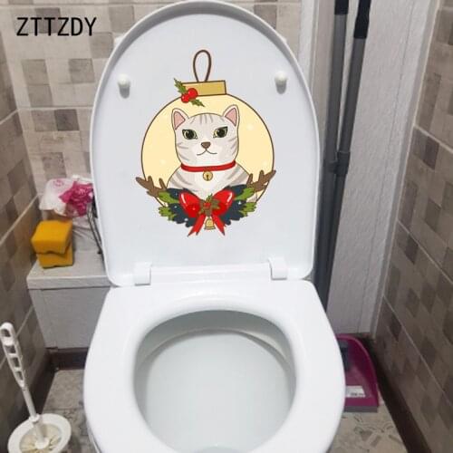 ZTTZDY 17.8*23.6CM Beautiful Cat Toilet Decal Art Wall Sticker Living Bedroom Home Decor T3-0272