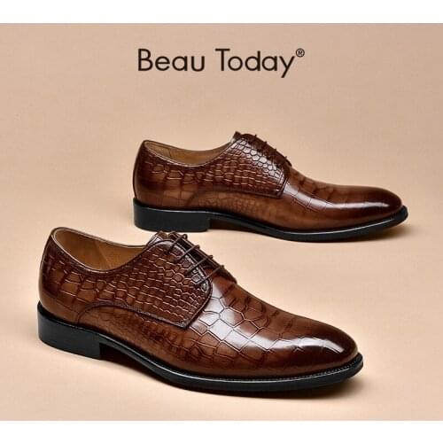 Мужские лакированные туфли BeauToday China At AliExpress