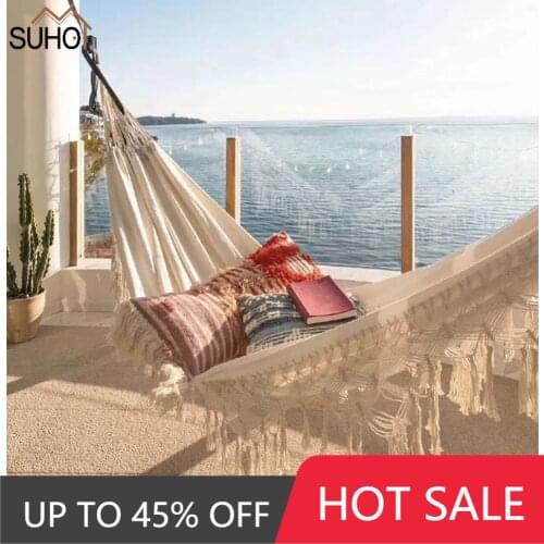 White Double Hammock Outdoor Camping Travel Hunting Hanging Hammock Bed Garden Swing Hanging Chair balancoire hangmat