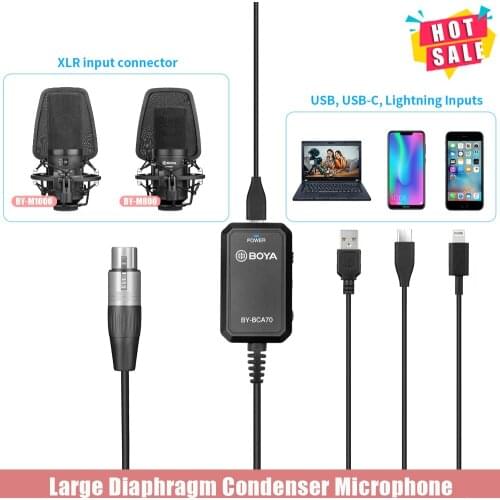 BOYA BY-M1000/BY-M800/BY-BCA70 Large Diaphragm Condenser Microphone Low-cut Filter Cardioid Condenser Mic for Singer Vocals