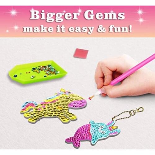 Big Colorful Gems Key Chain Accessories Cute Keychain Diy Jewelry Making Handmade Fashion Art Kits Girls Kids Children Toys