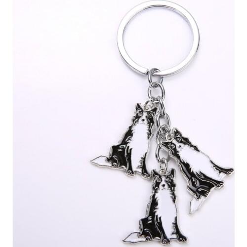 Border Collie dog pendant key chains for men women metal bag charm car keychain key ring Jewelry Gifts