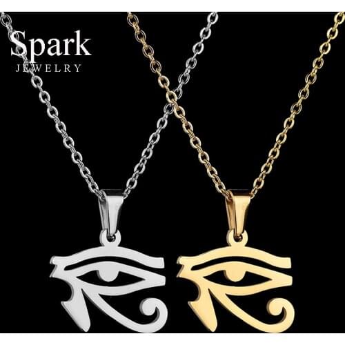High Polished Stainless Steel Egyptian Eye of Horus Pendant Necklace Steel/Gold Color Chain Necklace Collier Femme Party