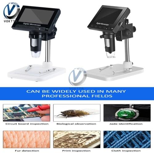 800X 1000X Digital Electronic Microscope 4.3 inch LCD Display 30W 200W Pixels Microscope Connect to Computer+Plastic/Metal Stand