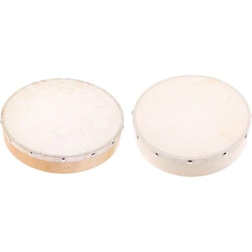 2 Pieces Wooden Hand Drum Mini Percussion Instrument Kids Learning Education Toys