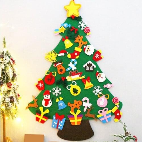 Kids DIY Felt Christmas Tree Christmas Decoration for Home Navidad 2021 New Year Gifts Christmas Ornaments Santa Claus Xmas Tree