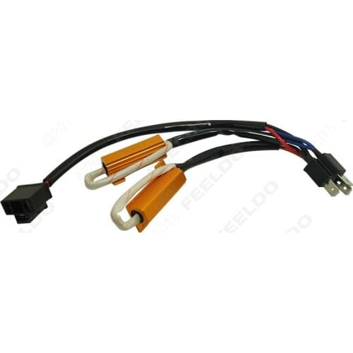 FEELDO 2Pcs H4 led bulb warning error canceller no error h4 led decoder error resistor harness #AM5330