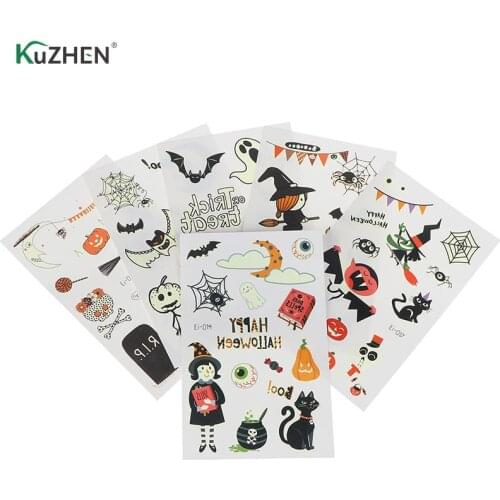 Halloween Luminous Tattoo Ghost Taty For Kids Fake Tattoo Witch Glowing in Dark Waterproof Temporary Tattoo Stickers