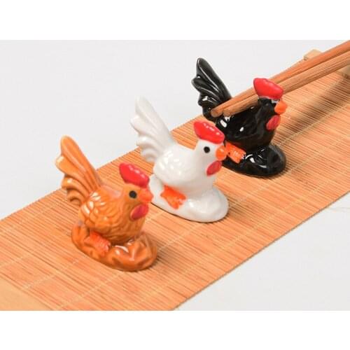 Ceramic Cute Rooster Hen Shaper Chopstick Holder Spoon Rack Chopstick Rest Dining Table Decor Decoration Kitchen Tableware
