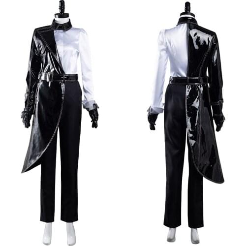 Cruella Cosplay Costume Black White Shirt Coat Pants Outfits Halloween Carnival Suit