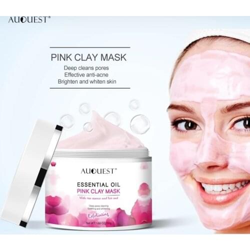 Auquest 50g Pink Clay Mask Pore Black Dots Blackhead Deep Cleansing Mask Against Face Acne Exfoliating Facial Beauty Skin Care