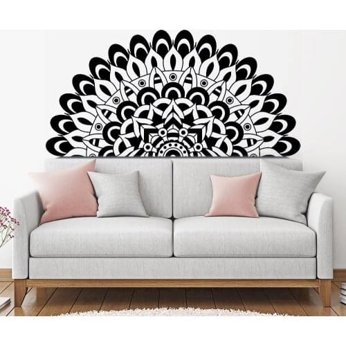 Master Bedroom Decal Headboard Mandala Wall Decor Stickers Half Mandala Decals Yoga Room Decal Art Vinyl Home Decoration LC1198