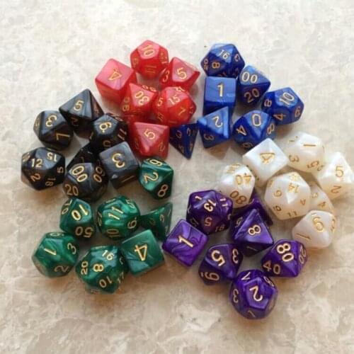 7Pcs/Set Polyhedral Dice Set Gold Numbers Of D4 D6 D8 D10 D% D12 D20 For Dnd Numbers Dials Desktop Table Board Game
