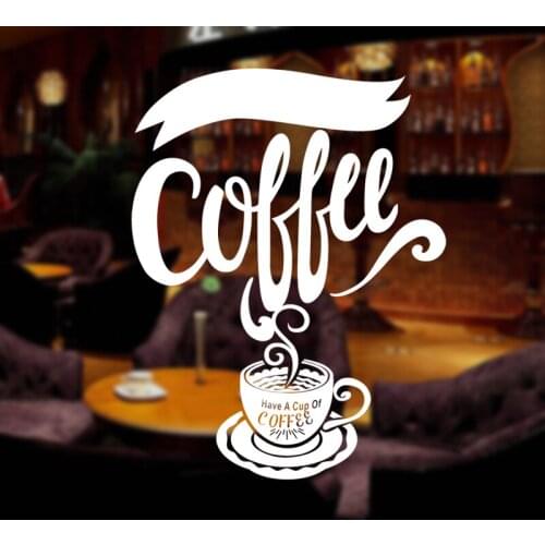 Coffee Shop Sticker Decal Cafe Cup Vinyl Art Wall Decals Decor Decoration Break Coffee Glass Decals CAFE1022