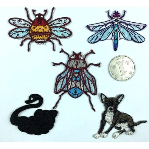 50pcs/Lot Embroidery Patches Letters Clothing Decoration Accessories Animal Insect Swan Dog Diy Iron Heat Transfer Applique