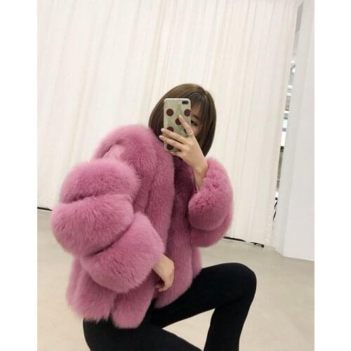 New 100% Real genuine natural fox fur coat with sheep skin women fashion whole skin short warm jacket winter overcoat