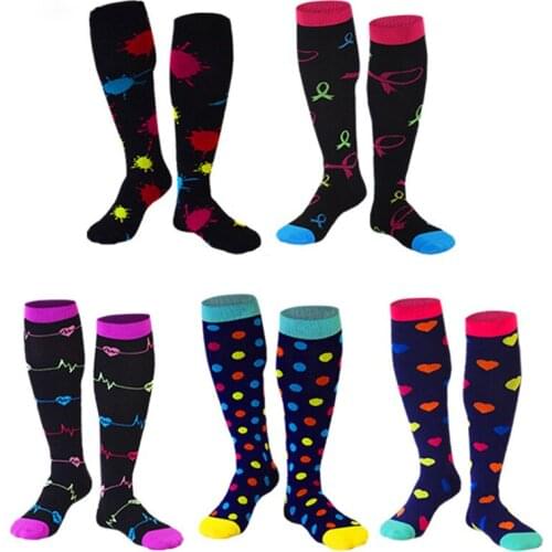 2021 New Kawaii Cartoon Compression Socks Men Women Running Sports Cycling Relieve Pain Nylon Compressive Stockings Nurse Gifts
