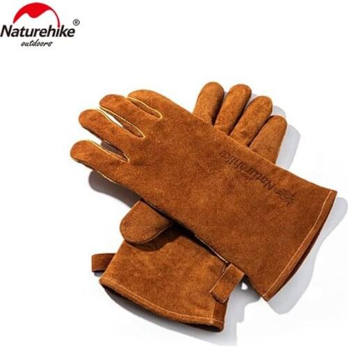 Naturehike Flame Retardant Heat Insulation Gloves Cow Split Leather Outdoor Camping Picnic Gloves NH20FS042