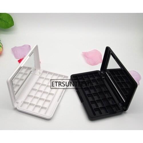 Plastic Eye Shadow/Eyebrow Jar Packaging Box 24 Grids Cosmetic Containers With Mirror Makeup Tools For Women F1862