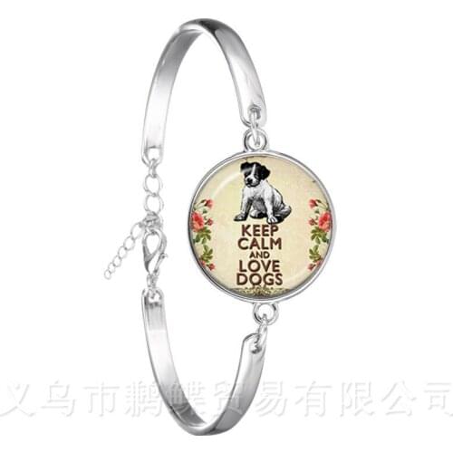 Popular Dog Bracelet Trendy 18mm Glass Cabochon Pug Photo Animal Silver Plated Bangle For Friends Christmas Party Jewelry