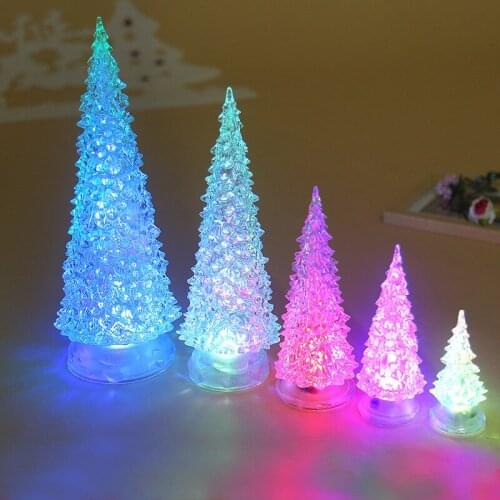 22cm 16cm Acrylic Christmas Tree Led Ornaments Christmas Holiday Party Wedding Decoration New Year Gift Fairy Garland Home Decor