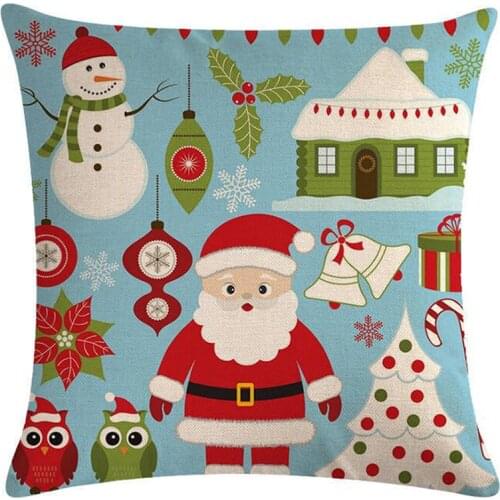 Merry Christmas Festival Pillow Cover Santa Claus Printing Pillowcase Pillow Cover Cushion Christmas For Home