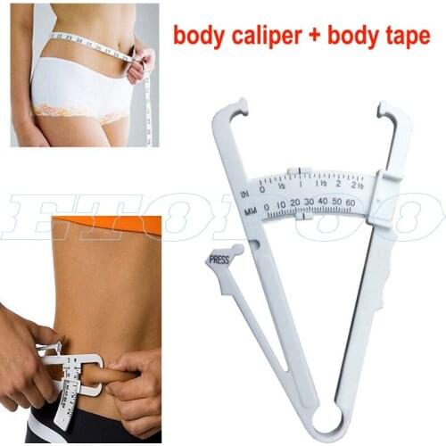 2pcs/set Accurate Body Fat Caliper Skin Analyzer Measure Charts skinfold caliper with body mass tape waist tape body tape