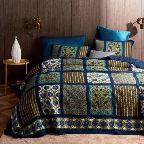 100% cotton Quilted plaid print Bedspread Bed Cover Bed Sheet size 230x250cm and 250x270cm blanket Pillowcases 3pcs