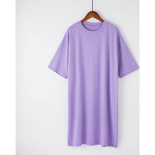 Loose T-Shirt Women Casual Cotton Short Sleeves O-neck Solid Long Woman Top Summer New T shirts